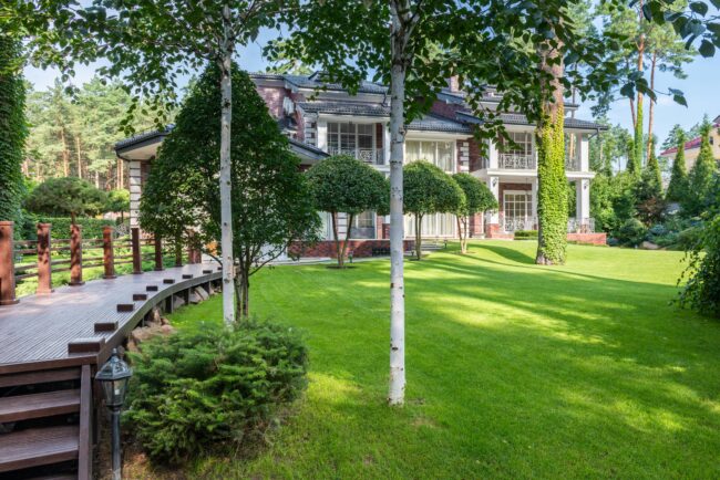 Landscape with paved walkway